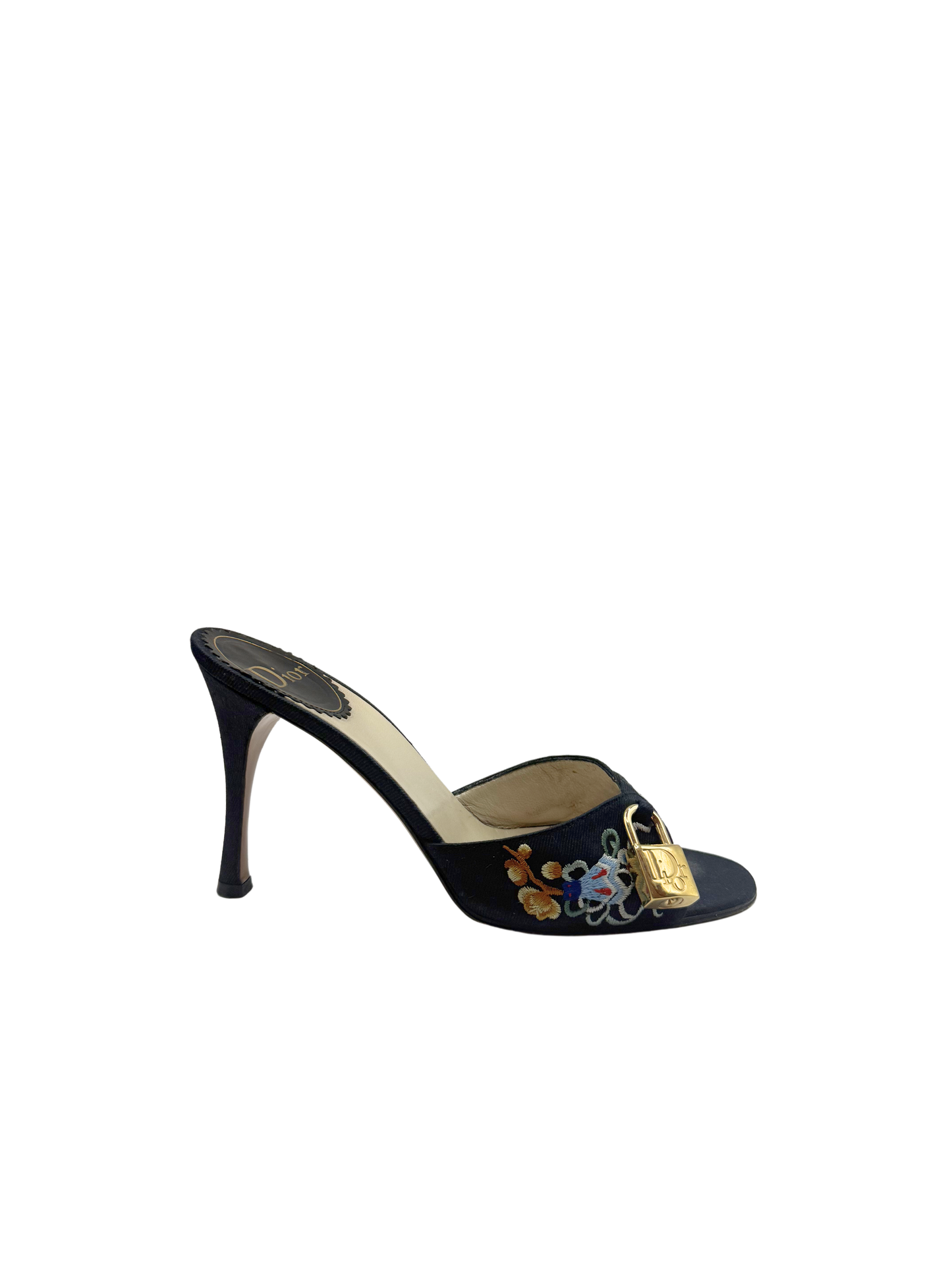 Dior Embroidered Lock and Key Heels, IT 36.5
