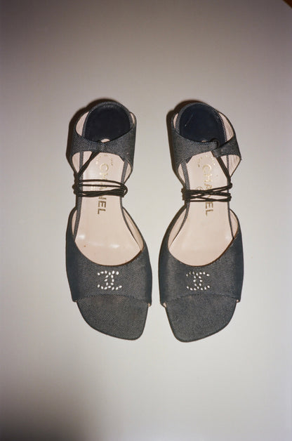 Chanel Denim Sandals, IT 39.5