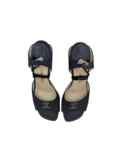 Chanel Denim Sandals, IT 39.5