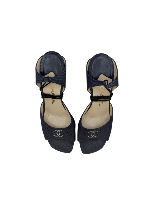 Chanel Denim Sandals, IT 39.5