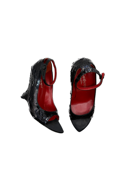 RARE Yves Saint Laurent Sequin Wedges, IT 36